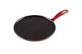 Le Creuset Gusseisen-Crêpespfanne, Inkl. Holzschieber, Ø 27 cm, Rund, Für alle Herdarten inkl. Induktion geeignet, Cerise, 20136270600460