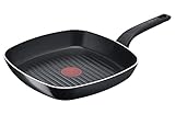 Tefal Easy Cook & Clean Grillpfanne 26x26 cm, Antihaftbeschichtung, Thermo-Signal Temperaturindikator, Schwarz, B5554032 ( keine Induktion )