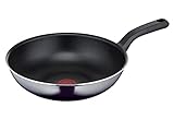 Tefal D52619 Resist Wokpfanne| sichere Titanium Antihaftversiegelung | Thermo-Signal Temperaturindikator | nicht induktionsgeeignet | leichte Reinigung | Flame Protect-Technologie |Schwarz|28 cm/tief